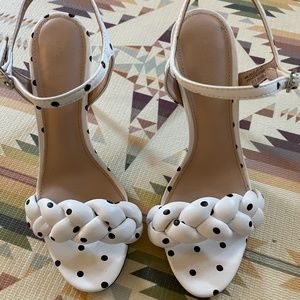 Rachel Zoe Kelly Braid Sandal in White & Black Polka Dot